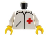 LEGO part Torso Hospital Shirt with Collar, Pocket, and Red Cross Pattern / White Arms / Yellow Hands 973p24c01