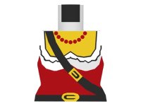 LEGO part Torso Female Pirate Ruffled Shirt under Red Corset, Black Belts with Buckles, Bead Necklace, Yellow Chest Pattern 973p38