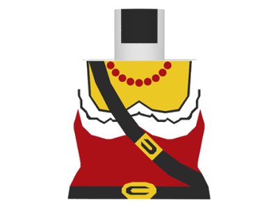 LEGO onderdeel Torso Female Pirate Ruffled Shirt under Red Corset, Black Belts with Buckles, Bead Necklace, Yellow Chest Pattern (973p38)