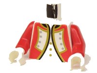 LEGO onderdeel Torso Imperial Governor / Admiral Red Uniform Jacket with Black and Gold Trim and Silver Buttons over Shirt with Buttons Pattern / Red Arms / White Hands 973p3sc01