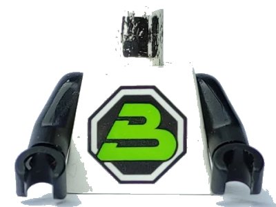 LEGO onderdeel Torso Space Large Black Octagon with Lime Letter 'B' Pattern (Blacktron II) / Black Arms / Black Hands (973p51c01)