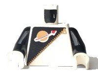 LEGO part Torso Space Futuron Black Pattern, Gold Zipper and Classic Logo / Black Arms / White Hands 973p6bc01