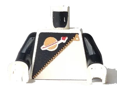 LEGO onderdeel Torso Space Futuron Black Pattern, Gold Zipper and Classic Logo / Black Arms / White Hands (973p6bc01)