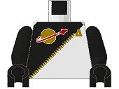 LEGO part Torso Space Futuron Black Pattern, Gold Zipper and Classic Logo / Black Arms / Black Hands 973p6bc02