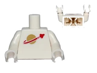 LEGO onderdeel Torso Space Classic Moon Logo High on Torso Pattern, Inside with Ribs (second reissue) / White Arms / White Hands (973p90new2c05)