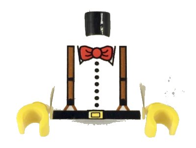 LEGO onderdeel Torso Adventurers Desert Suspenders and Red Bow Tie Pattern / White Arms / Yellow Hands (973pa1c01)
