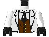 LEGO onderdeel Torso Adventurers Jungle Suit, Brown Vest, Black Tie Pattern / White Arms / Black Hands (973pa4c01)