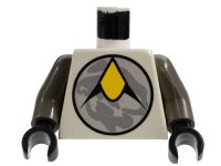LEGO onderdeel Torso Space Exploriens Logo Pattern / Dark Gray Arms / Black Hands 973pb0003c01