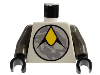 LEGO onderdeel Torso Space Exploriens Logo Pattern / Dark Gray Arms / Black Hands (973pb0003c01)
