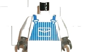 LEGO onderdeel Torso Train Blue Striped Overalls Pattern / White Arms / Dark Gray Hands (973pb0009c01)
