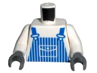 LEGO onderdeel Torso Train Blue Striped Overalls Pattern / White Arms / Dark Bluish Gray Hands (973pb0009c02)