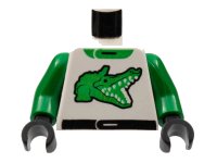 LEGO part Torso Racers Racing Suit with Green Alligator / Crocodile and Collar, Black Belt Pattern / Green Arms / Black Hands 973pb0013c01
