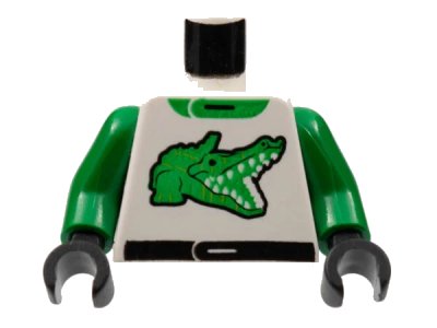 LEGO onderdeel Torso Racers Racing Suit with Green Alligator / Crocodile and Collar, Black Belt Pattern / Green Arms / Black Hands (973pb0013c01)