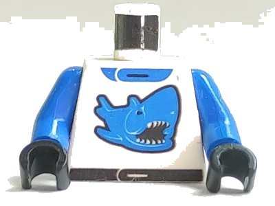 LEGO onderdeel Torso Racers Race Shark Blue Pattern / Blue Arms / Black Hands (973pb0022c01)