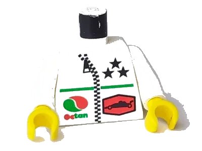 LEGO onderdeel Torso Octan Logo and 3 Stars and Zipper Pattern / White Arms / Yellow Hands (973pb0024c01)