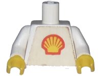 LEGO onderdeel Torso Shell Logo Small Pattern (Trapezoid Sticker) / White Arms / Yellow Hands 973pb0036c01