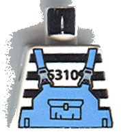 LEGO part Torso Jail Stripes with Medium Blue Overalls Pattern 973pb0055