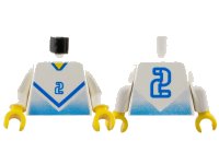 LEGO part Torso Soccer Blue Chevron, Number 2, and Yellow Neck Pattern / White Arms / Yellow Hands 973pb0168c01