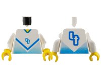 LEGO part Torso Soccer Blue Chevron, Number 4, and Yellow Neck Pattern / White Arms / Yellow Hands 973pb0170c01