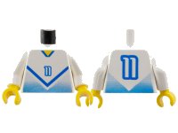 LEGO part Torso Soccer Blue Chevron, Number 11, and Yellow Neck Pattern / White Arms / Yellow Hands 973pb0176c01