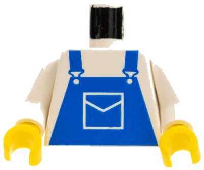 LEGO onderdeel Torso Overalls Blue with Pocket Pattern / White Arms / Yellow Hands (973pb0201c01)