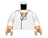 LEGO onderdeel Torso SW Shirt Open Collar, No Vest, Light Nougat Pattern (Han Solo) / White Arms / Light Nougat Hands 973pb0227c01