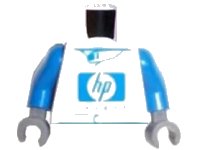 LEGO onderdeel Torso Racers Blue 'hp invent' Pattern (Sticker) / Blue Arms / Dark Gray Hands 973pb0288c01