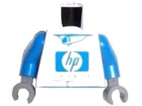 LEGO onderdeel Torso Racers Blue 'hp invent' Pattern (Sticker) / Blue Arms / Dark Gray Hands (973pb0288c01)