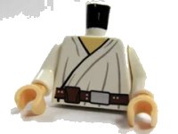 LEGO part Torso SW Wrap-Around Tunic and Utility Belt with Large Pouch, Dark Folds Pattern / White Arms / Light Nougat Hands 973pb0418c01
