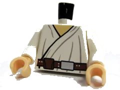 LEGO onderdeel Torso SW Wrap-Around Tunic and Utility Belt with Large Pouch, Dark Folds Pattern / White Arms / Light Nougat Hands (973pb0418c01)