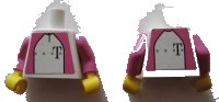 LEGO part Torso German Telekom Dark Pink Pattern (Stickers on Both Sides) / Dark Pink Arms / Yellow Hands 973pb0433c01