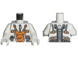 LEGO onderdeel Torso Space Mars Mission Astronaut with Orange and Silver Pattern / White Arms / White Hands (973pb0435c01)