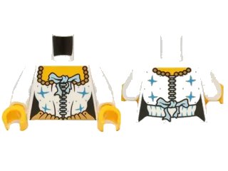 LEGO onderdeel Torso Pirate Female Corset and Medium Blue Ribbon Pattern / White Arms / Yellow Hands (973pb0522c01)