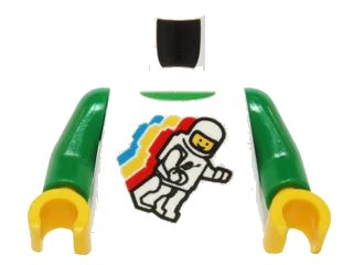 LEGO onderdeel Torso Classic Space Minifigure Floating Pattern / Green Arms / Yellow Hands (973pb0549c01)