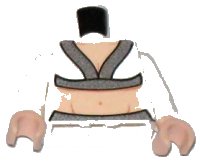 LEGO onderdeel Torso Indiana Jones V-Neck with Silver Trim and Bare Midriff Pattern / White Arms / Light Nougat Hands 973pb0595c01