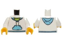 LEGO onderdeel Torso Hooded Sweatshirt with Medium Blue Pocket and Drawstring Front, Medium Blue Hood Back Pattern / White Arms / Yellow Hands 973pb0631c01