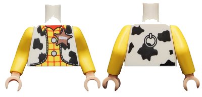 LEGO onderdeel Torso Western Outfit Male with Sheriff Star Pattern (Woody) / Yellow Arms Long / Light Nougat Hands (973pb0636c99)