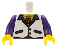 LEGO part Torso Vest with Open Shirt, Medallion and Hairy Chest Pattern / Dark Purple Arms / Yellow Hands 973pb0715c01