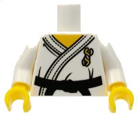 LEGO onderdeel Torso Karate Uniform with Black Belt Pattern / White Arms / Yellow Hands 973pb0719c01