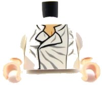 LEGO part Torso SW Shirt Open Collar with Wrinkles Pattern (Han Solo) / White Arms / Light Nougat Hands 973pb0725c01