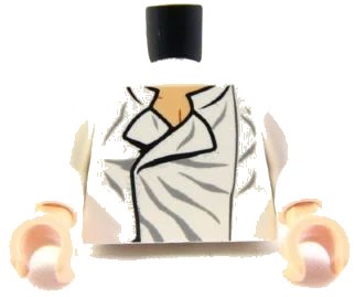 LEGO onderdeel Torso SW Shirt Open Collar with Wrinkles Pattern (Han Solo) / White Arms / Light Nougat Hands (973pb0725c01)