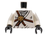 LEGO part Torso Ninjago Reddish Brown Rope, Gold Lion Medallion, and Light Bluish Gray Undershirt Pattern / White Arms / Black Hands 973pb0828c01