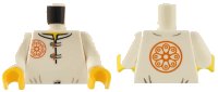 LEGO onderdeel Torso Ninjago Dark Orange Flower Medallion and Gray Toggle Buttons Pattern / White Arms / Yellow Hands 973pb0829c01