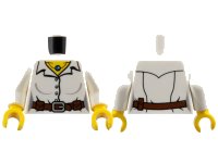 LEGO part Torso Pharaoh's Quest Female Blouse with Buttons, Belt and Necklace Pattern (Helena Tova) / White Arms / Yellow Hands 973pb0835c01