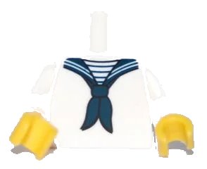LEGO onderdeel Torso Sailor Uniform with Dark Blue Neckerchief Pattern / White Arms / Yellow Hands (973pb0839c01)