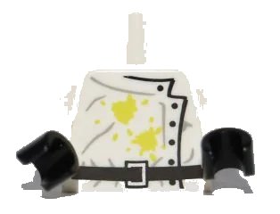 LEGO onderdeel Torso Lab Coat Dirt Stains with Black Buttons and Belt Pattern / White Arms / Black Hands (973pb0847c01)