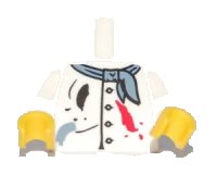 LEGO part Torso Painter's Smock with Buttons, Scarf and Paint Spots Pattern / White Arms/ Yellow Hands 973pb0848c01