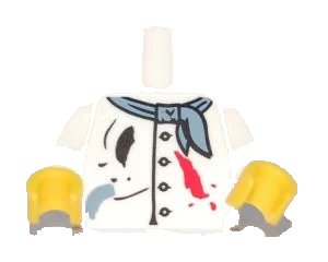 LEGO onderdeel Torso Painter's Smock with Buttons, Scarf and Paint Spots Pattern / White Arms/ Yellow Hands (973pb0848c01)