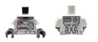 LEGO part Torso City Spacesuit with Space Logo and Equipment Pattern Front, Tubes Pattern Back / White Arms / Dark Bluish Gray Hands 973pb0861c01