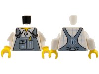 LEGO onderdeel Torso Overalls Sand Blue with Wheat Spike in Pocket Pattern / White Arms / Yellow Hands 973pb0900c01